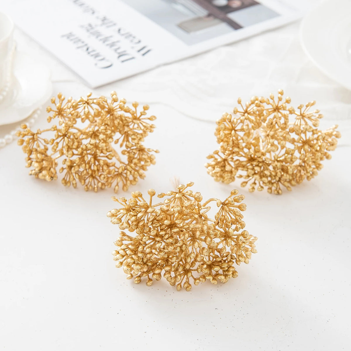 Artificial Silk Flowers Bouquet – Wedding, Home & Wreath Decor Artificial Flowers Babs Gold 1 pc