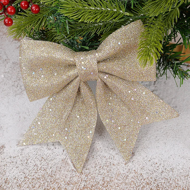 Large Glitter Christmas Bow Ornament – Red & Gold Xmas Decor Christmas Bow Ornament Babs