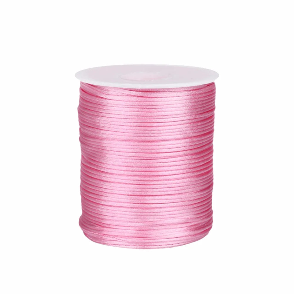 100m Satin Rattail Cord 1.5mm Braided Beading String for Crafts Craft Cord Babs Pink
