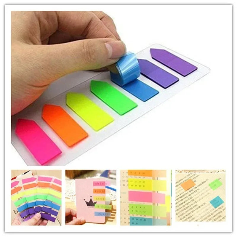 2-Pack Korean Fluorescent Sticky Notes Index Tabs for Scrapbooking Sticky Notes Set Babs