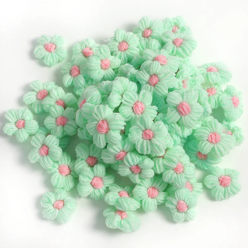 10/20Pcs 4cm Wool Flower Heads DIY Hair Clips Crafts Home Décor DIY Floral Embellishment Babs Lake Blue 10pcs