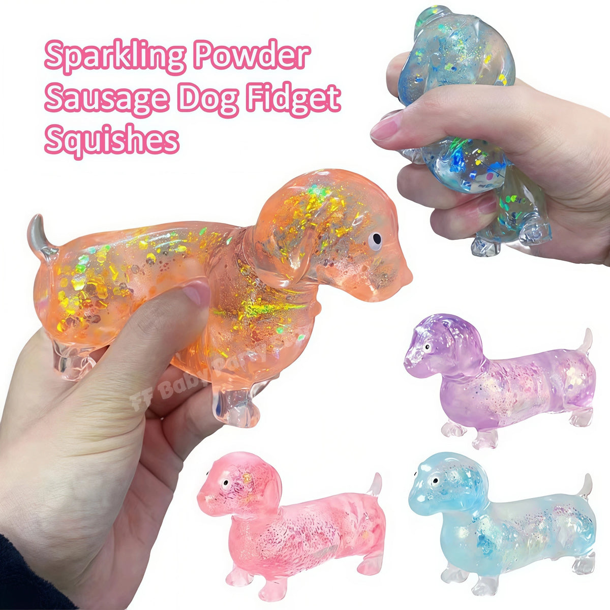 Sparkling Sausage Dog Slow Rising Squishy Fidget Toy Squishy Fidget Toy Babs