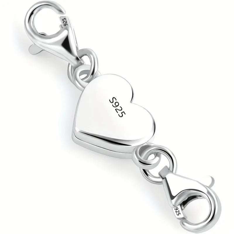 Heart Magnetic Necklace Clasp – Lobster Jewelry Connector Jewelry Clasp Connector Babs Silvery