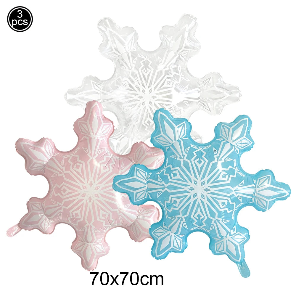 Snowflake Foil Balloons – White Pink Blue Party Décor Foil Party Balloons Babs Olive As pictures show