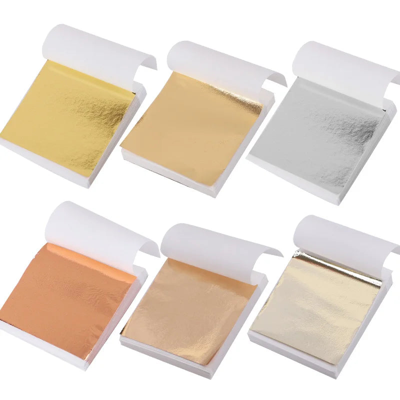 100Pcs Imitation Gold Foil Leaf Sheets – DIY Gilding & Nail Art Gold Foil Craft Sheets Babs