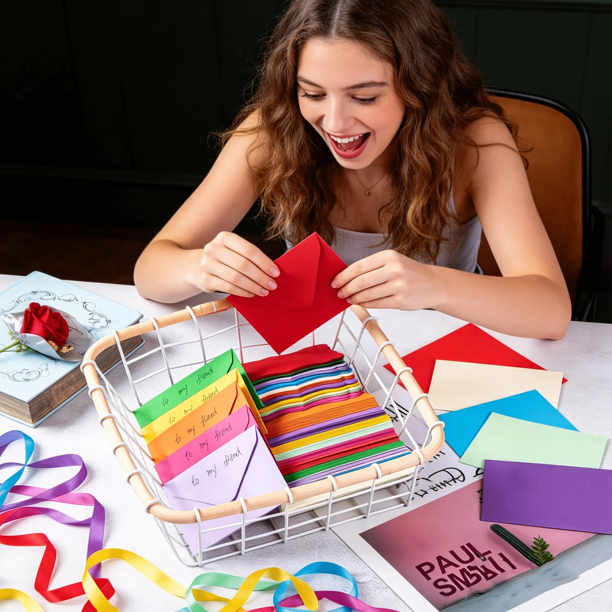84-Pc Multicolor Wavy Edge Note Cards & Envelopes – DIY Kit Greeting Card Kit Babs