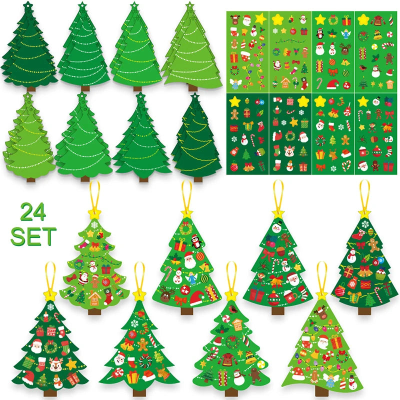 24-Set Christmas Tree DIY Craft Kit – Cards & Stickers Kids Craft Kit Babs 24pcs