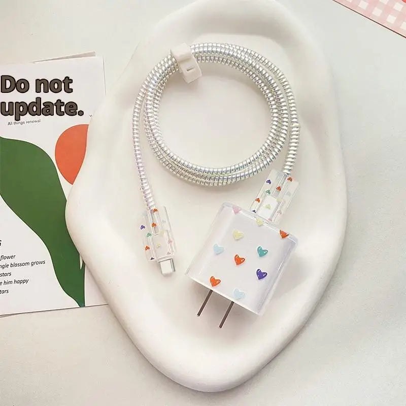 USB Charger & Cable Protector Set – Cute Heart TPU Cover Cable Protector Set Babs A6
