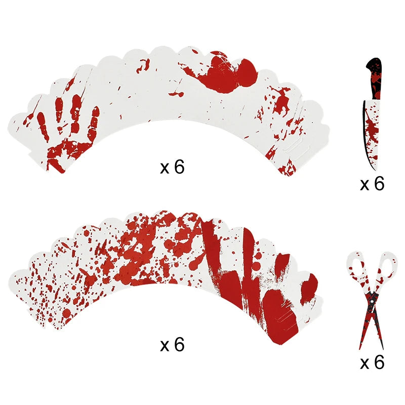 Halloween Cupcake Wrappers & Toppers Set – 24/48 Pcs Cupcake Toppers Set Babs 24pcs set