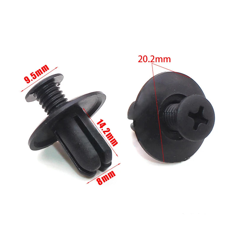 100PCS 8mm Black Plastic Rivets Car Fastener Clips | Toyota Kia Nissan Car Fastener Clips Babs