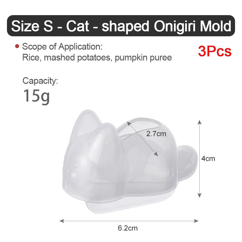 Cat Shape Onigiri Mold – Rice Ball Sushi Shaper Tool Sushi Mold Tool Babs S 3pcs