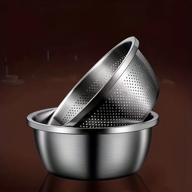 Stainless Steel Double Layer Colander Basket Set of 2 Kitchen Colander Set Babs