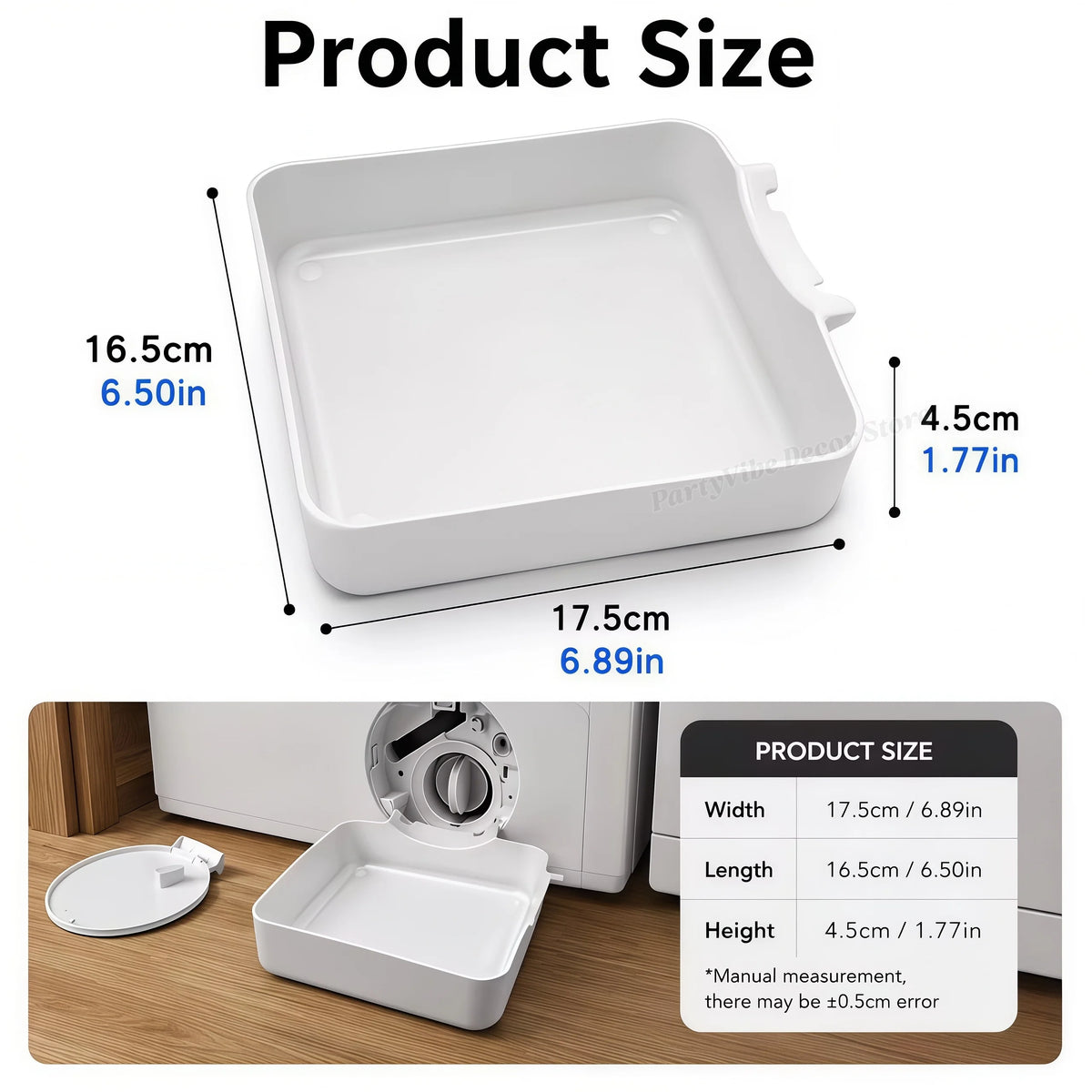 Washing Machine Drain Tray – Leak-Proof Drip Pan & Lint Funnel Washer Drain Tray Babs White