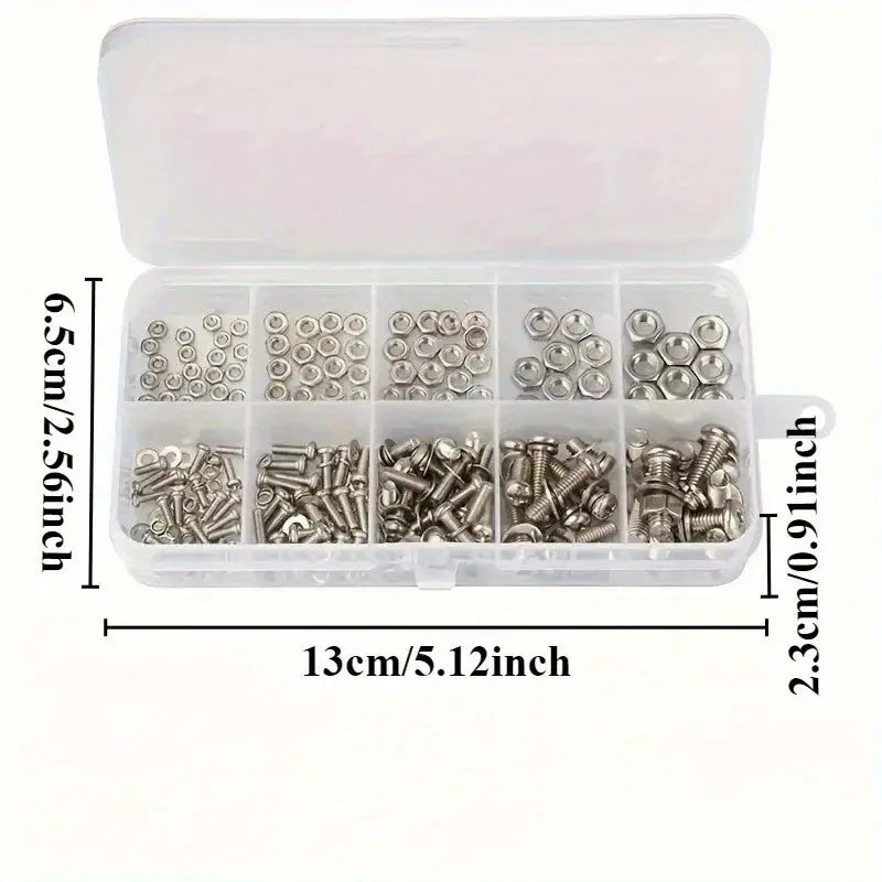 320Pcs Bolt Nut Washer Kit M2-M5 with Storage Box Fastener Assortment Kit Babs Other
