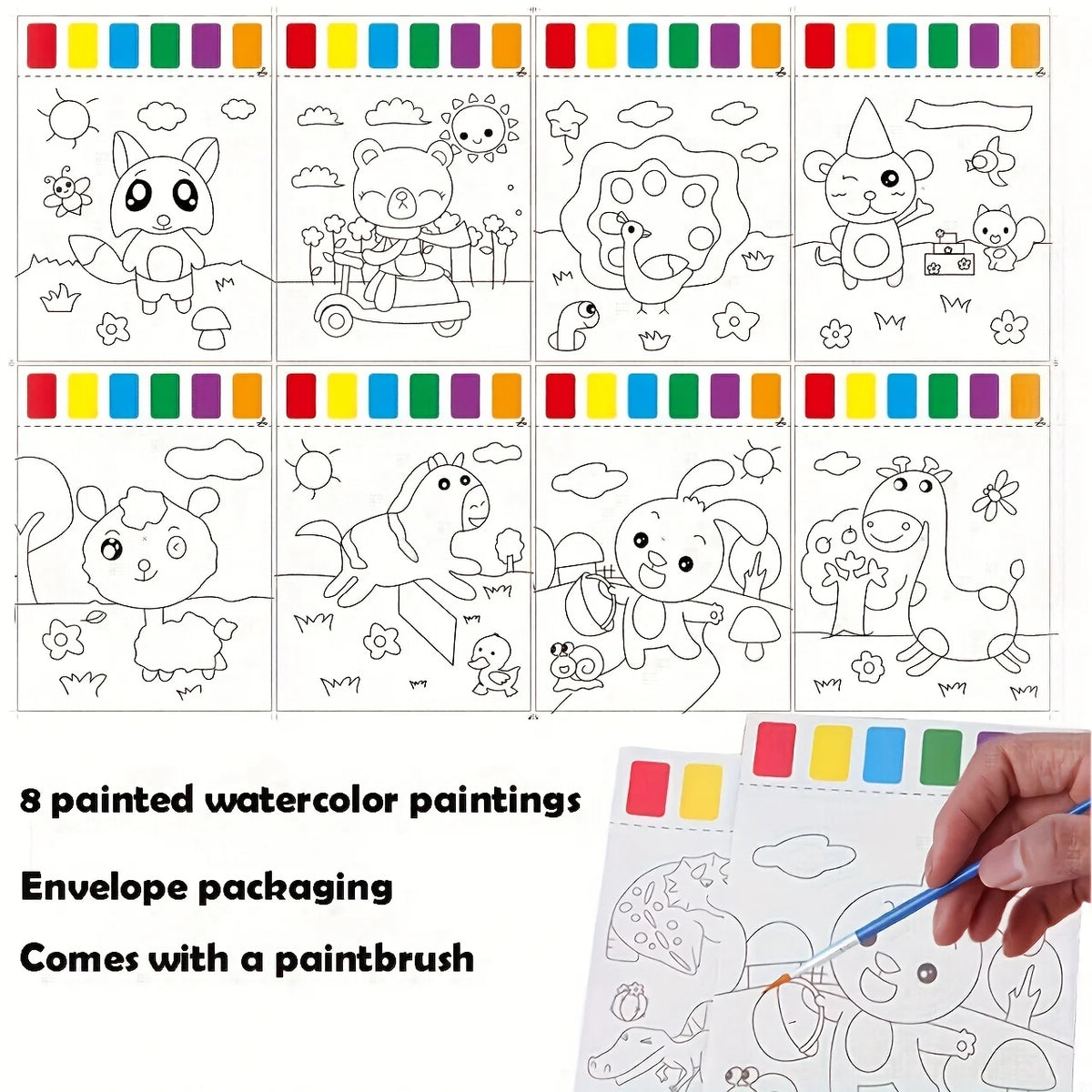 Art Set – 8 Brushes, 8 Papers & 6 Paint Colors | DIY Student Kit Art Craft Kit Babs