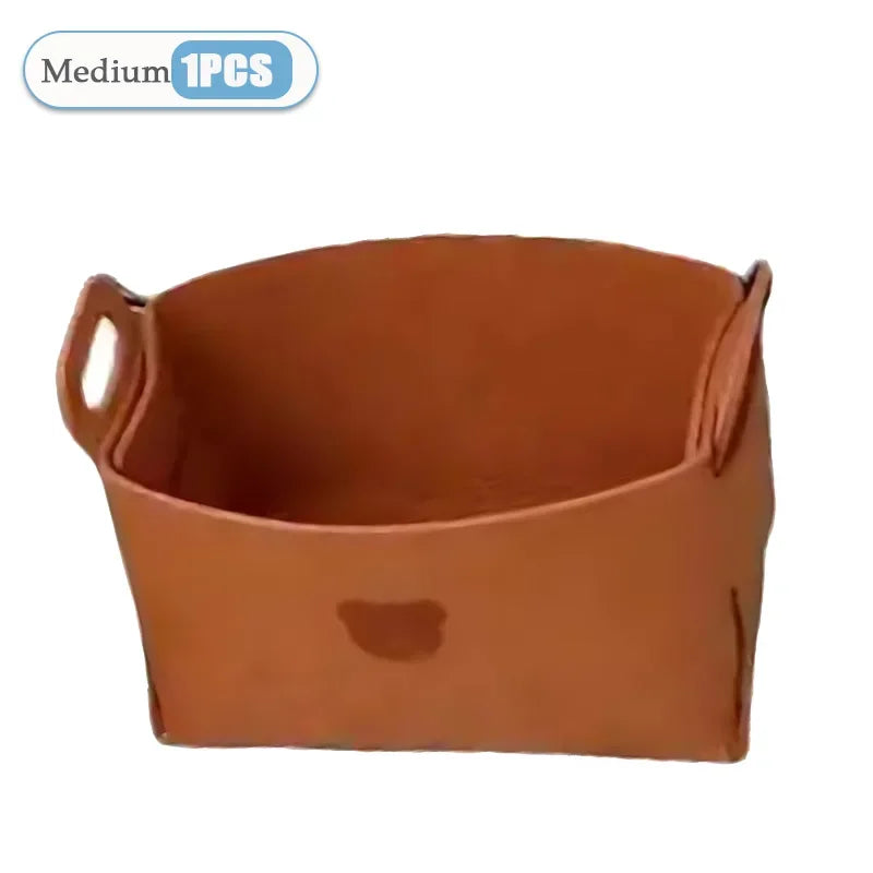 Foldable Felt Storage Basket – Car, Toy & Home Organizer Foldable Storage Basket Babs Brown-M-1PC