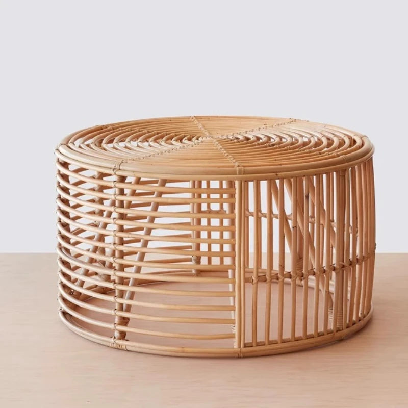 Rattan & Bamboo Nordic Round Coffee Table | Modern Living Room Round Coffee Table Babs