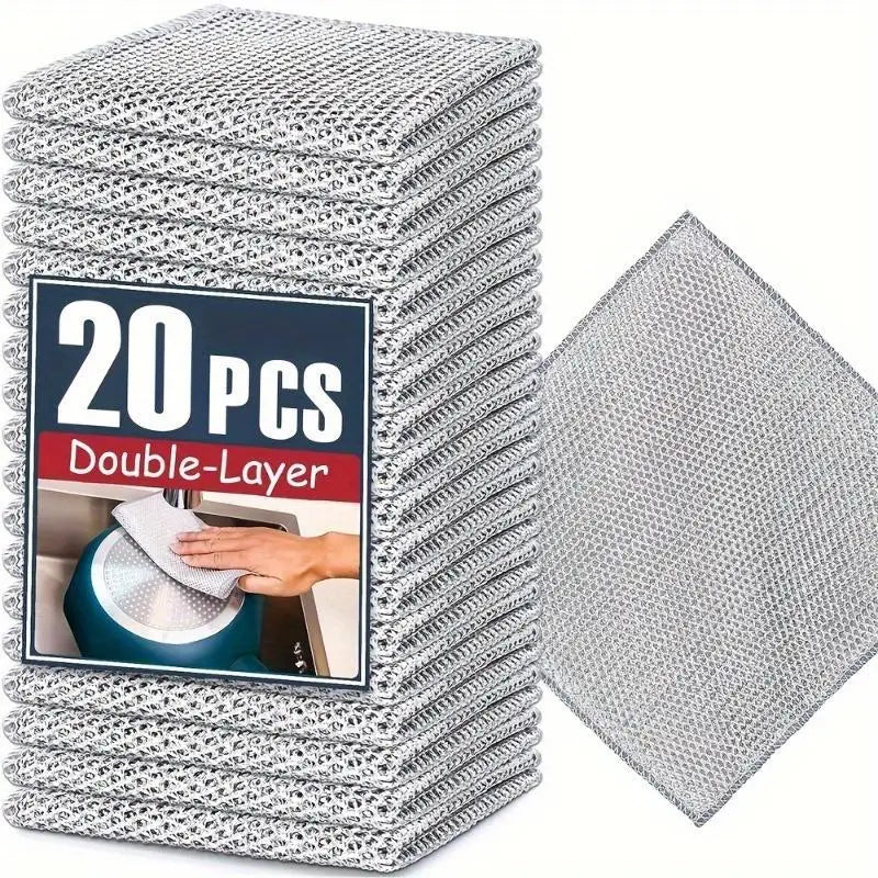 Steel Wire Magic Cleaning Cloths – Double-Layer Dish Scrubber Dish Scrubbing Cloth Babs