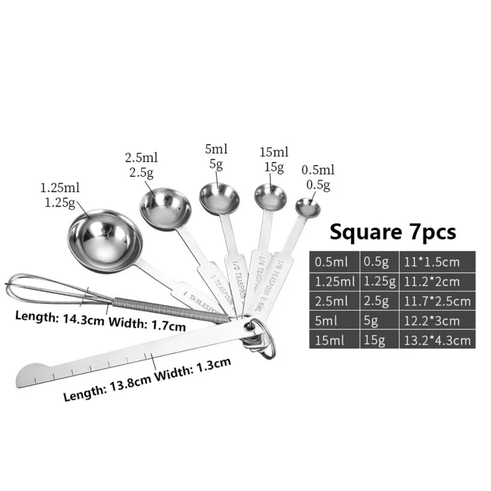 Food Grade Stainless Steel Measuring Spoon Set with Scale Measuring Spoon Set Babs Square 7pcs