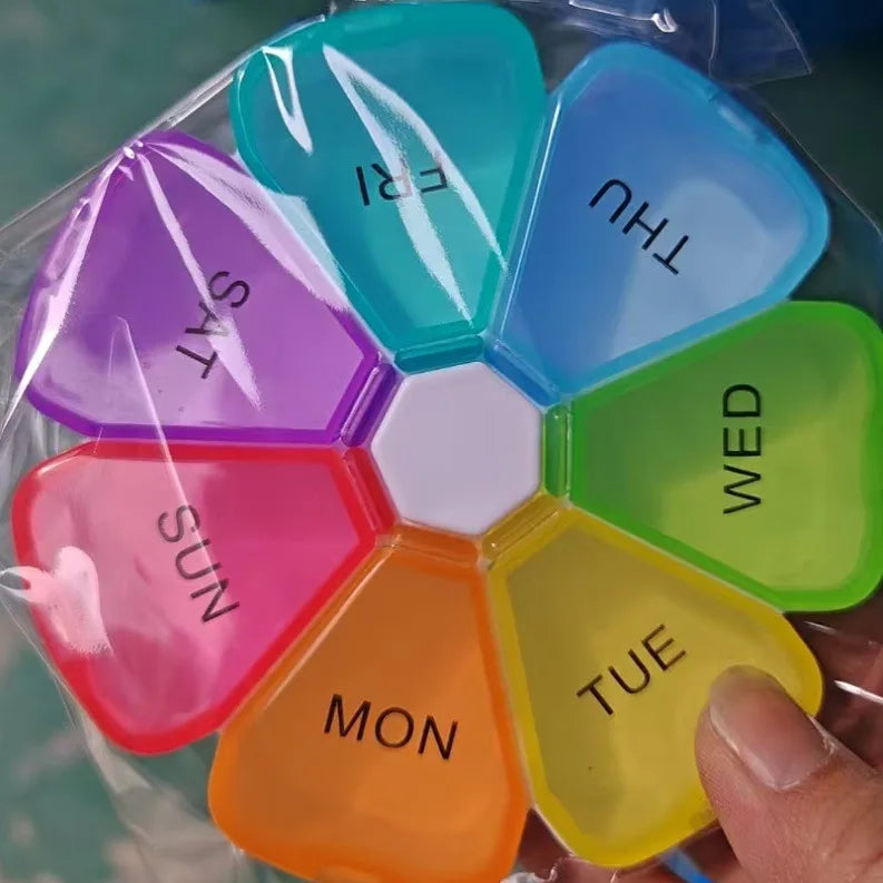 Flower 7-Compartment Weekly Pill Organizer | Travel Pill Case Weekly Pill Organizer Babs white