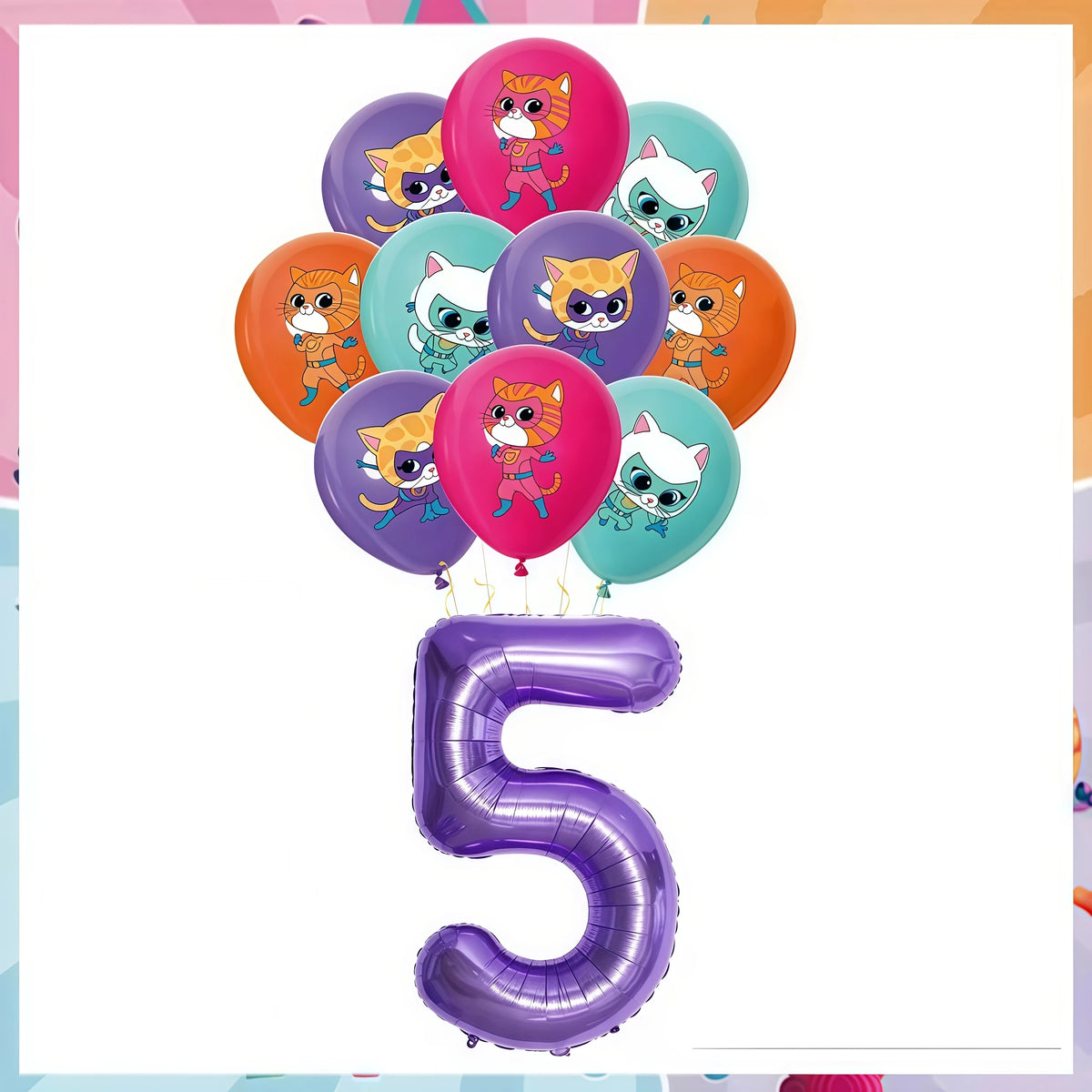 Cat Kitty Birthday Party Supplies – Plates, Cups & Balloons Set Party Supply Kit Babs 19pcs balloon 5