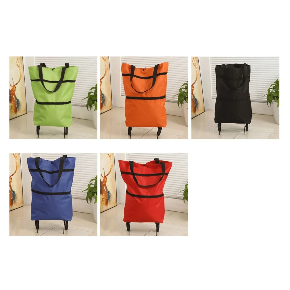 2-in-1 Foldable Shopping Cart Trolley Bag with Wheels – Waterproof Foldable Shopping Trolley Babs
