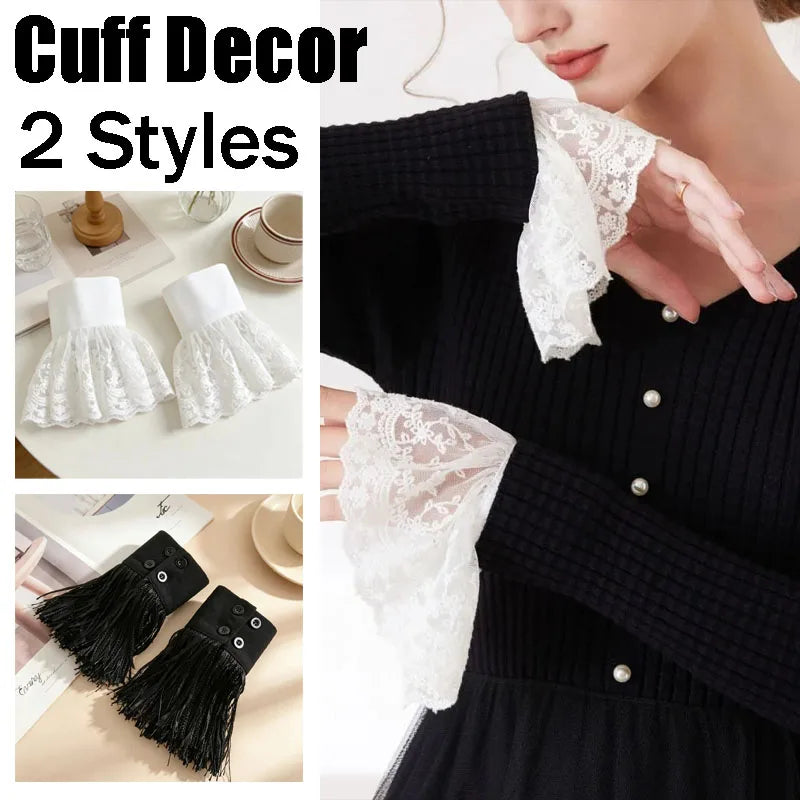 Detachable Lace Fringe Cuffs – Women's Decorative Sleeve Add-On Decorative Sleeve Cuffs Babs