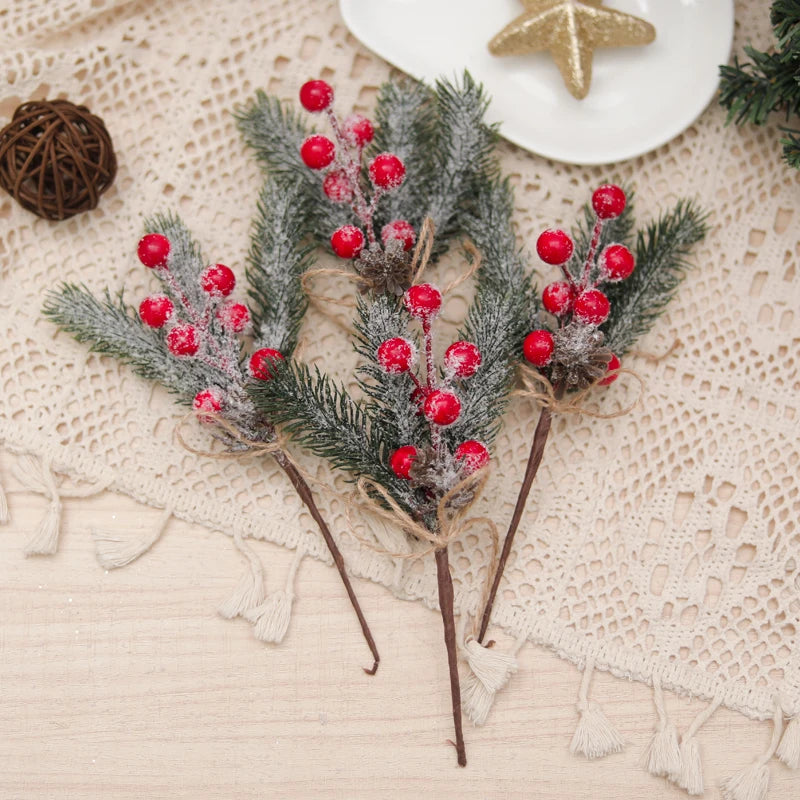 Christmas Berry Pinecone Pine Needle Artificial Sprigs 1/5pcs Christmas Artificial Sprig Babs