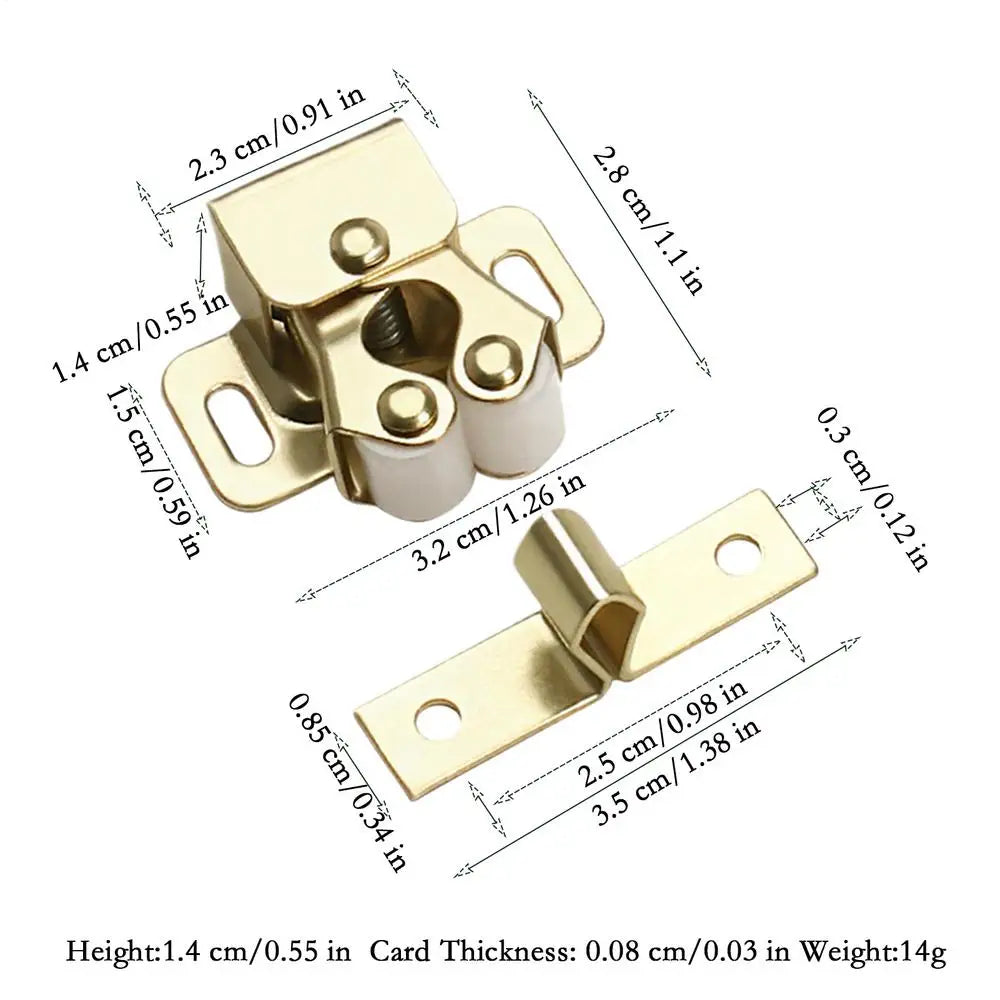 Double Roller Cabinet Door Catches with Screws – Strong Hold Cabinet Door Catch Babs Gold