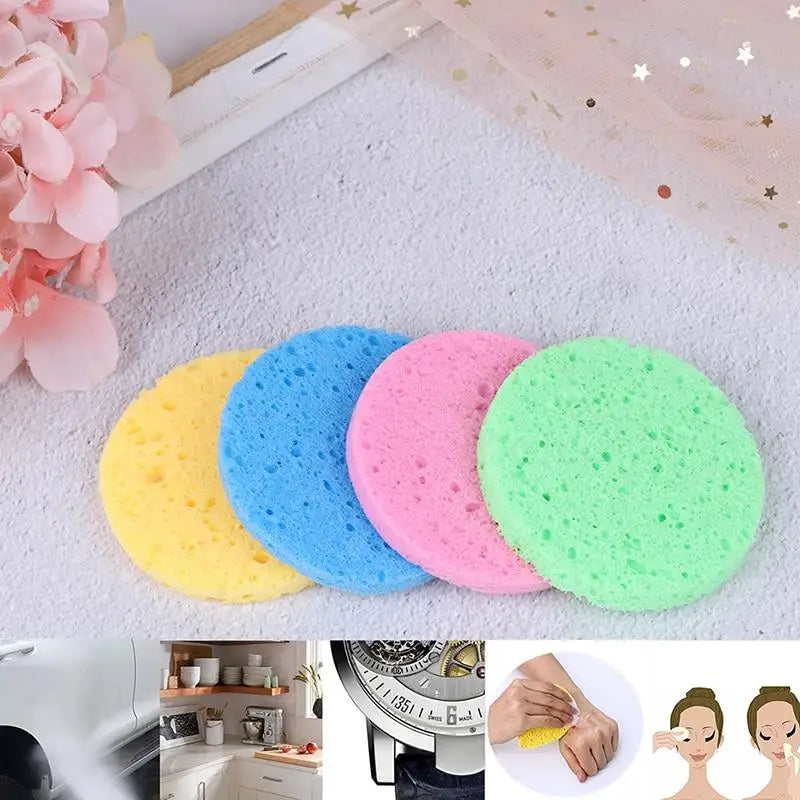 10pcs Natural Wood Fiber Facial Cleansing Sponge | Makeup Remover Facial Cleansing Sponge Babs