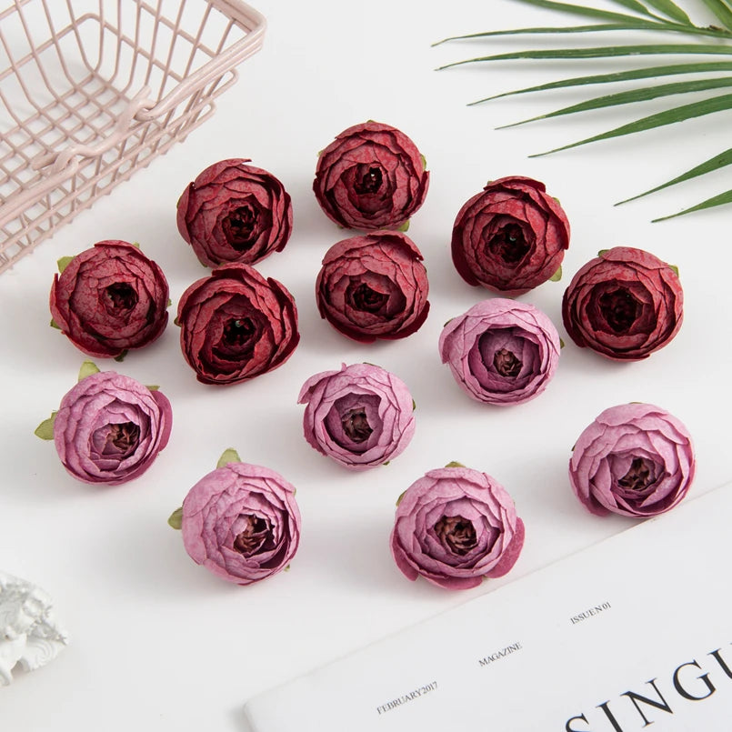 40/80Pcs Silk Tea Rose Buds – Artificial Flowers for Weddings & Decor Artificial Silk Flowers Babs