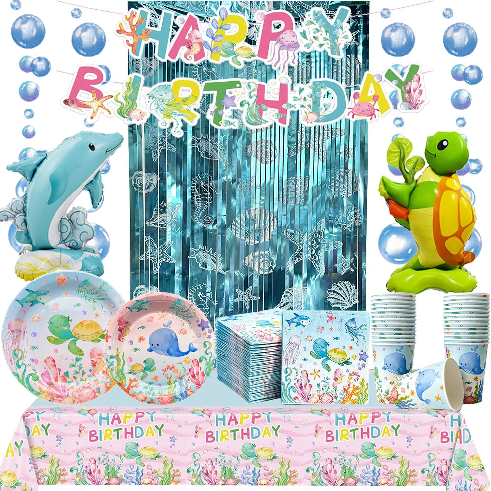 Under the Sea Birthday Party Supplies – Ocean Theme Decor Set Party Supply Set Babs