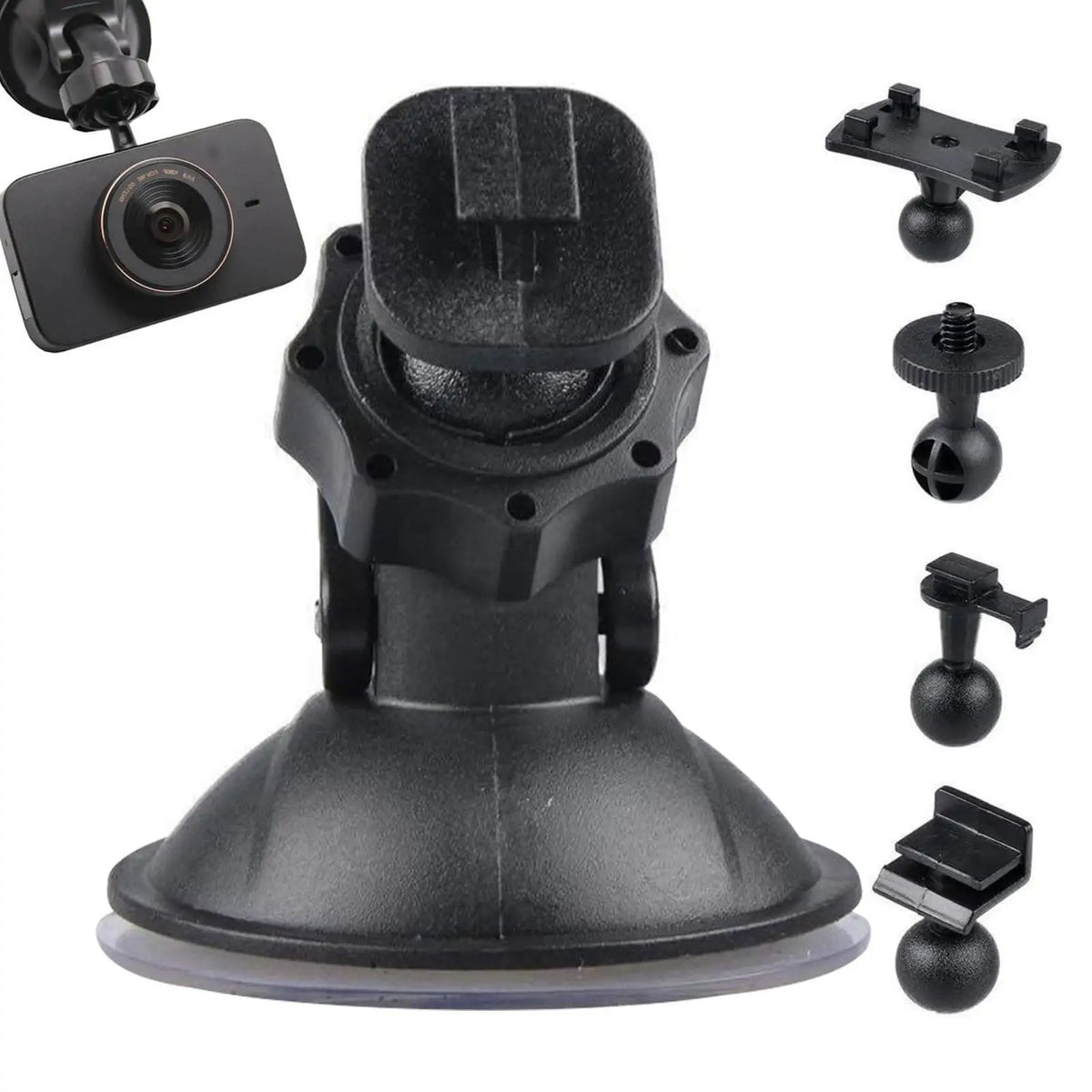 Dash Cam Suction Cup Mount with 5 Adapters – 360° Adjustable Dash Cam Mount Babs