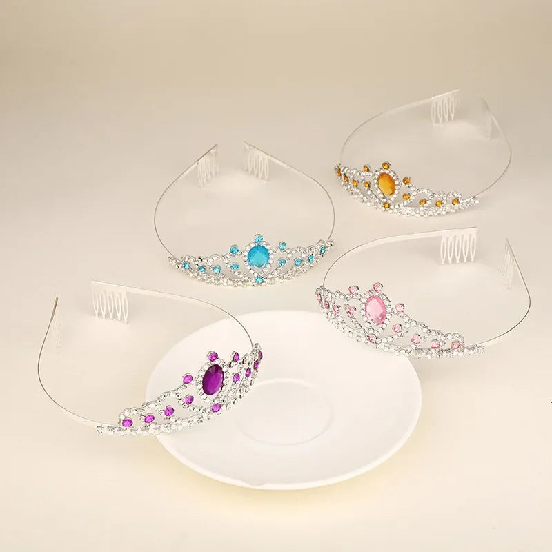 10pcs Crystal Rhinestone Princess Crown Headbands for Party Crown Headband Set Babs