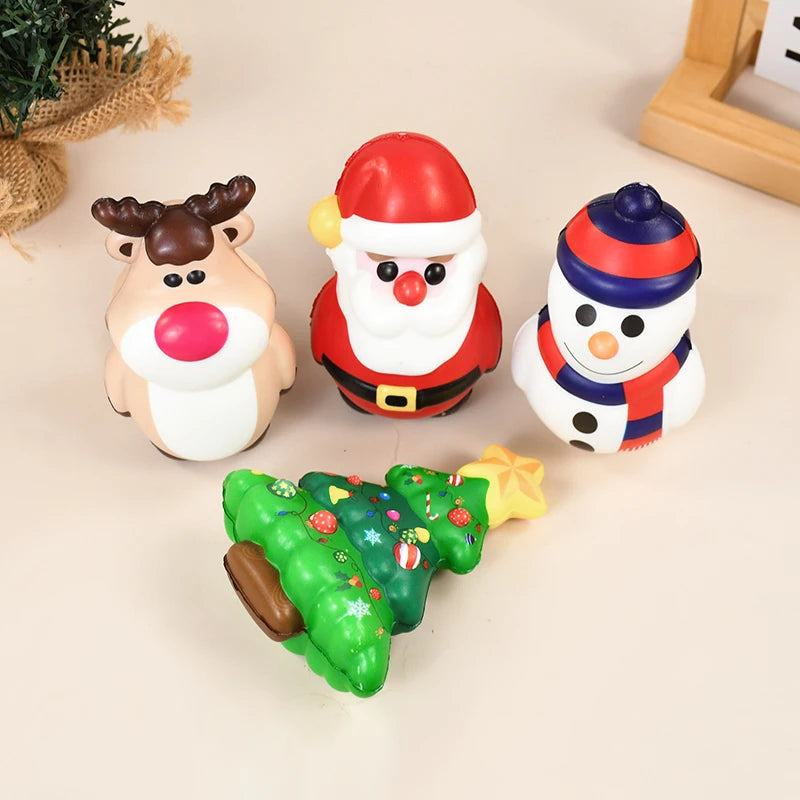 Christmas Squeeze Bounce Toy – Santa & Xmas Tree, 1-4 Pcs Squeeze Novelty Toy Babs