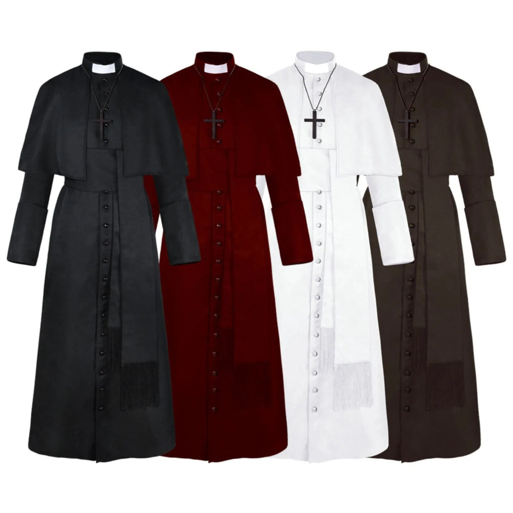 Medieval Priest Costume Robe Set – Unisex S–3XL with Cross Cosplay Costume Set Babs