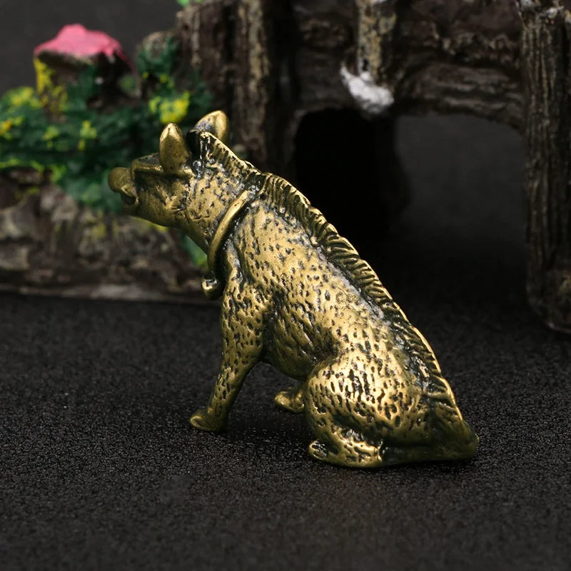 Brass Hyena Figurine – Vintage Desktop Miniature Statue Brass Figurine Babs