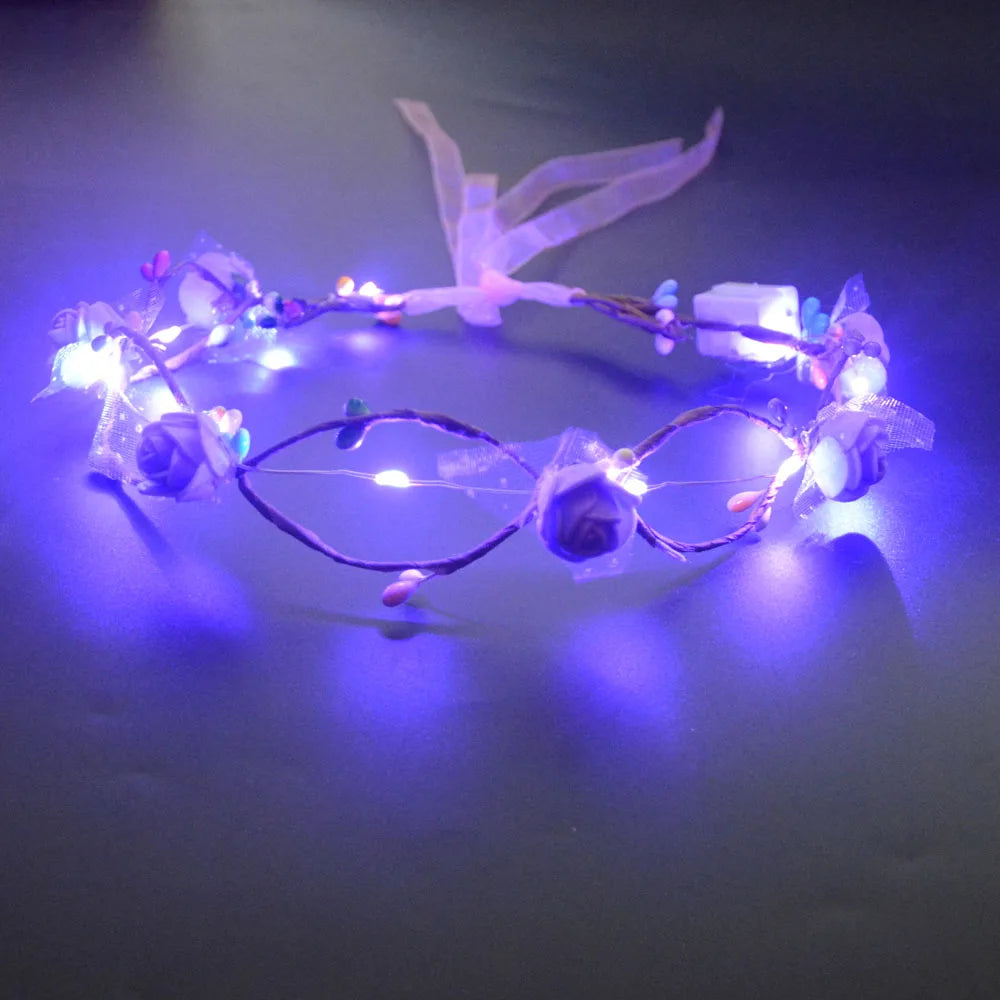 10-Pack LED Flower Crown Headbands | Floral Wreath Hair Accessories LED Floral Headband Babs 3