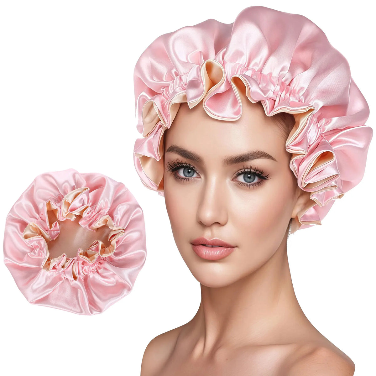 Two-Tone Satin Sleep Bonnet – Double Layer Reversible Hair Cap Satin Sleep Bonnet Babs PY