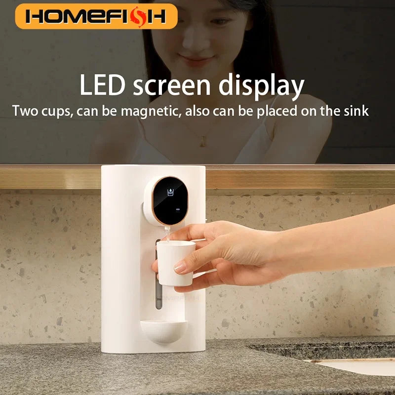 Wall-Mounted Mouthwash Dispenser with 2 Magnetic Cups, USB-C Mouthwash Dispenser Babs