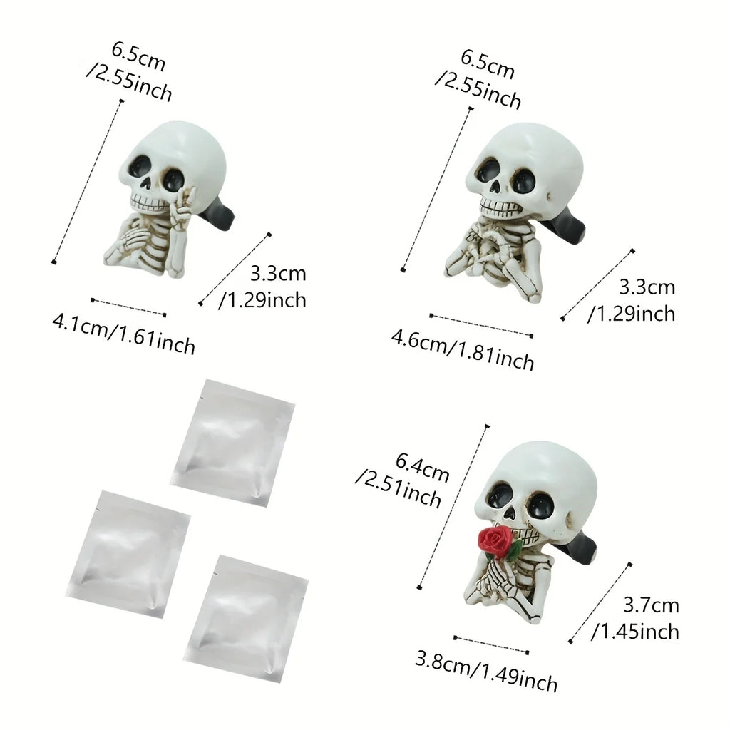 3-Piece Skull Resin Statues – Car Aroma Diffuser & Decor Resin Skull Decor Babs