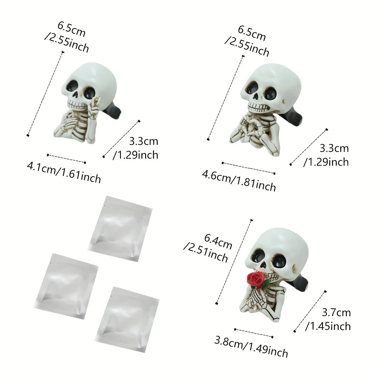 3-Piece Skull Resin Statues – Car Aroma Diffuser & Decor Resin Skull Decor Babs