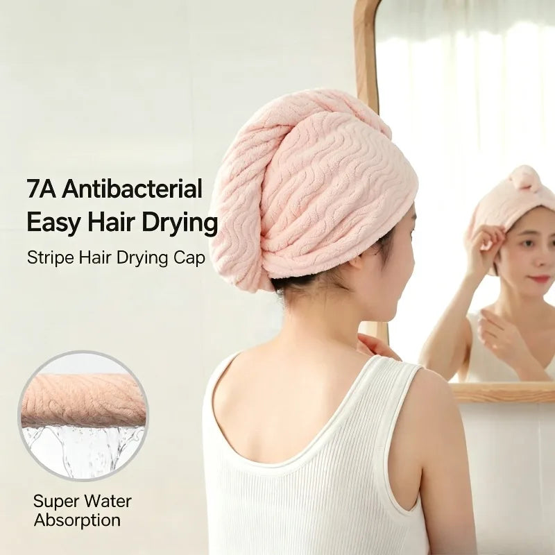 Antibacterial Quick-Dry Hair Turban Cap – Soft & Absorbent Hair Drying Cap Babs
