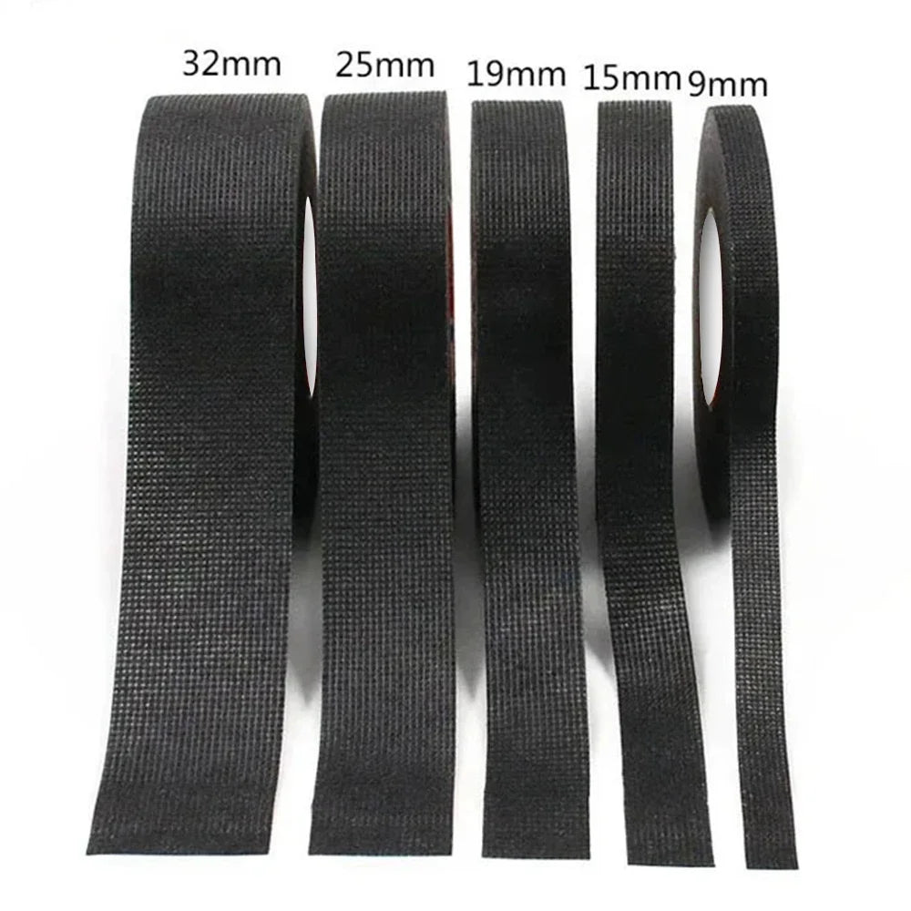 Black Electrical Fabric Tape – Heat Resistant Waterproof Wire Wrap Electrical Fabric Tape Babs black 19MM 10M- (1 roll)