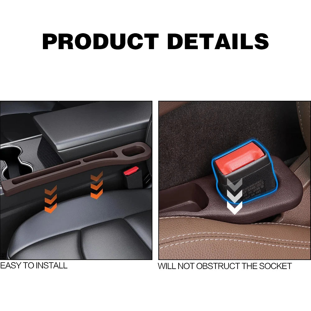 2-Pack Car Seat Gap Filler & Organizer – Universal Rubber Fit Car Seat Gap Filler Babs