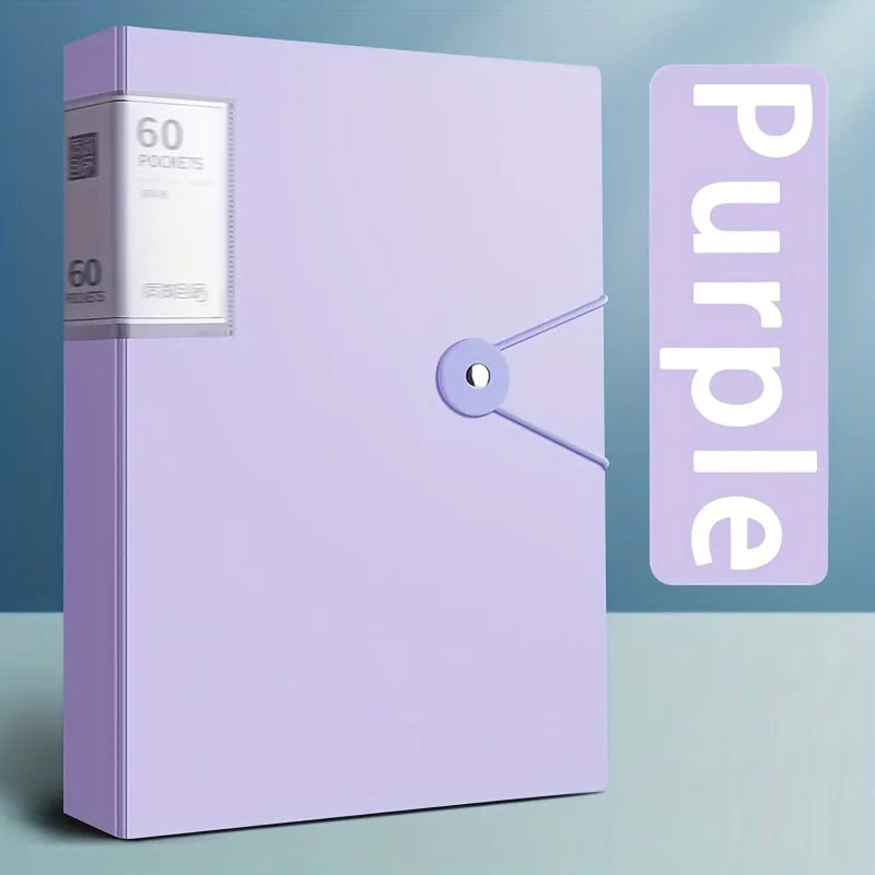 A4 60-Pocket Transparent File Folder – Heavy-Duty PP Material File Folder Babs PURPLE - 60 Pages
