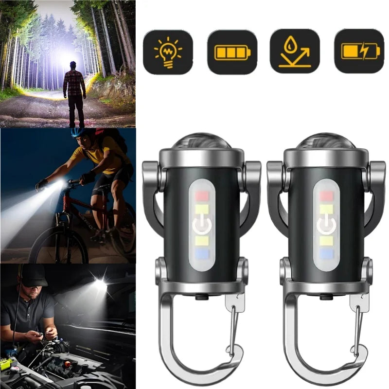 Rechargeable COB Keychain Flashlight 7 Modes – Emergency Work Light Keychain Flashlight Babs