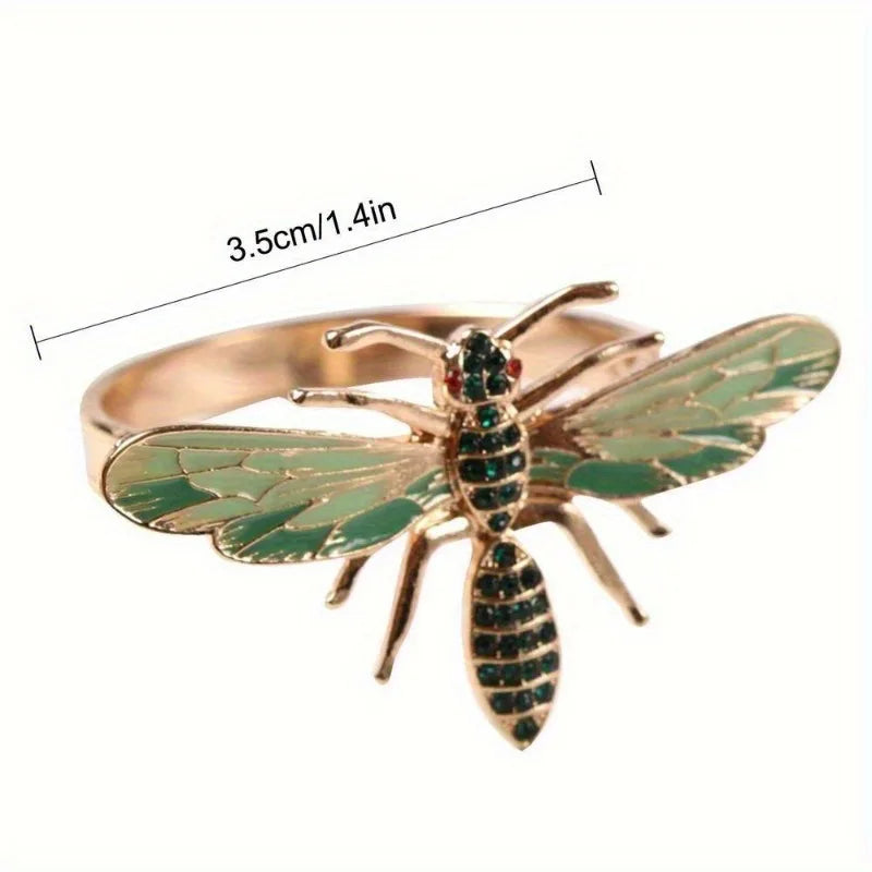 Honey Bee & Dragonfly Napkin Rings – Elegant Table Decor Napkin Rings Babs
