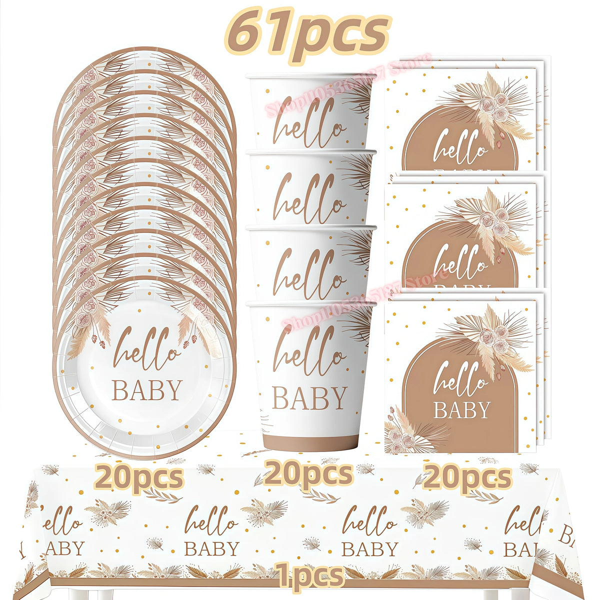 Hello Baby Gender Reveal Party Kit – Balloons, Banner & Decor Party Decoration Kit Babs 61pcs 1 others