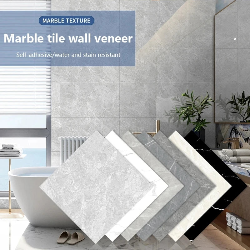 10pcs PVC Marble Tile Wall Stickers – Waterproof Self-Adhesive Decal Wall Tile Stickers Babs